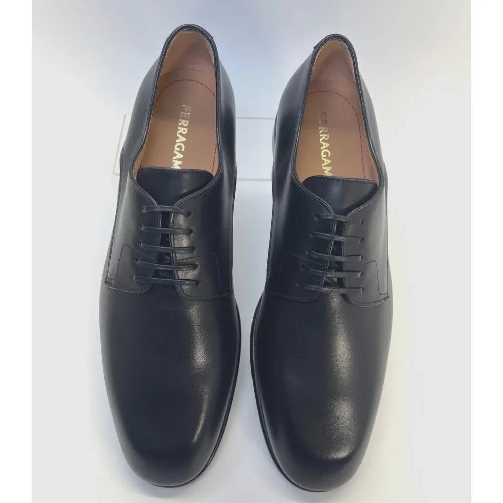 Salvatore Ferragamo Fosco Shoes Men Black Leather Shoes Size 9